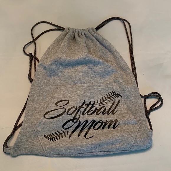 softball Handbags - softball mom drawstring sweatshirt tote bag